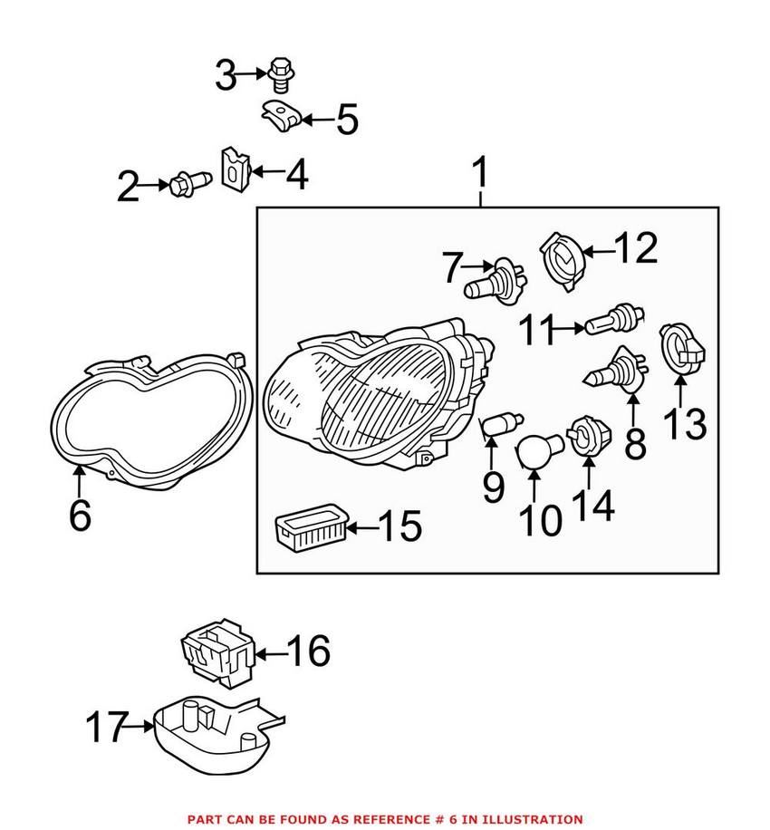 Mercedes Headlight Seal - Driver Side 2038260191